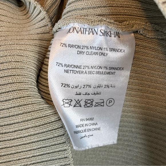 Jonathan Simkhai Medium Angelina Cut Out Stretch Rib Knit Top Marsh Green - Picture 6 of 6